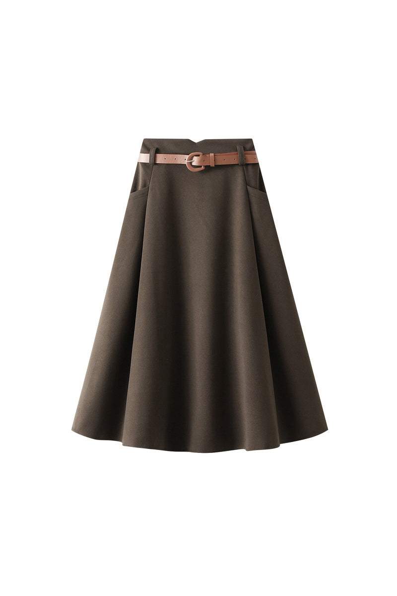 シンプルロングベルテッドスカート　2色入 - liwisi