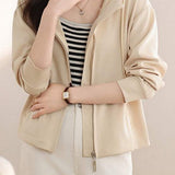 Hooded Zip-Up Drop Shoulder Jacket