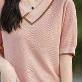 Asymmetrical Chelsea Collar Short Sleeve Knit - 3 Colors Available