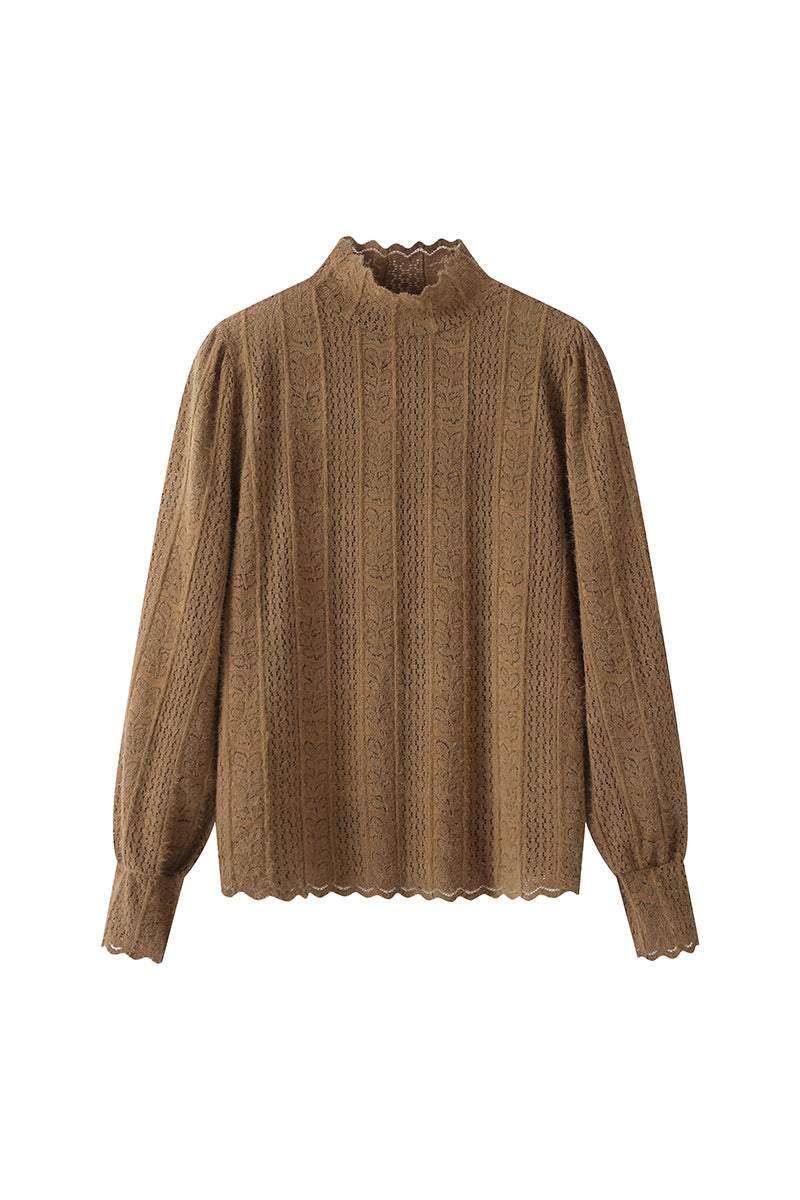 スカラップハイネック透かしレースニット　4色入 - liwisi