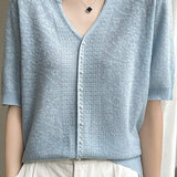 Key Neck Pearl Decor Jacquard Knit - 4 Colors Available