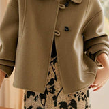 Simple Drop Shoulder Stand Collar Melton Coat