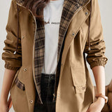 Vintage Faux Two-piece Plaid Coat