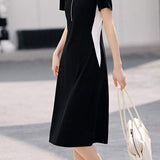 Skipper Collar Flare Half-Zip Dress