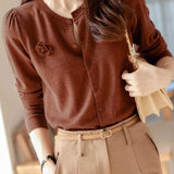 Elegant Camellia Knit Cardigan