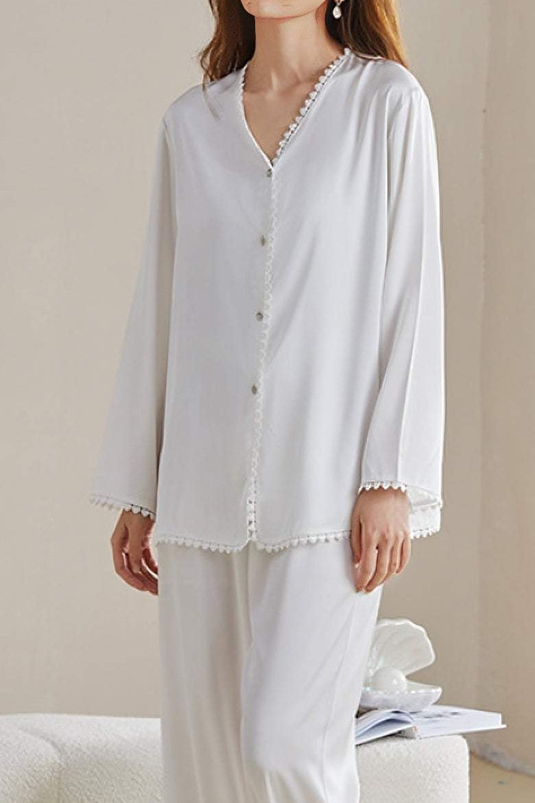 Lace ice silk pajamas set - liwisi