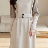 Mid-Length Patchwork Knit Dress