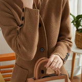 Key Neck Button Decor Knit Cardigan - 3 Colors Available