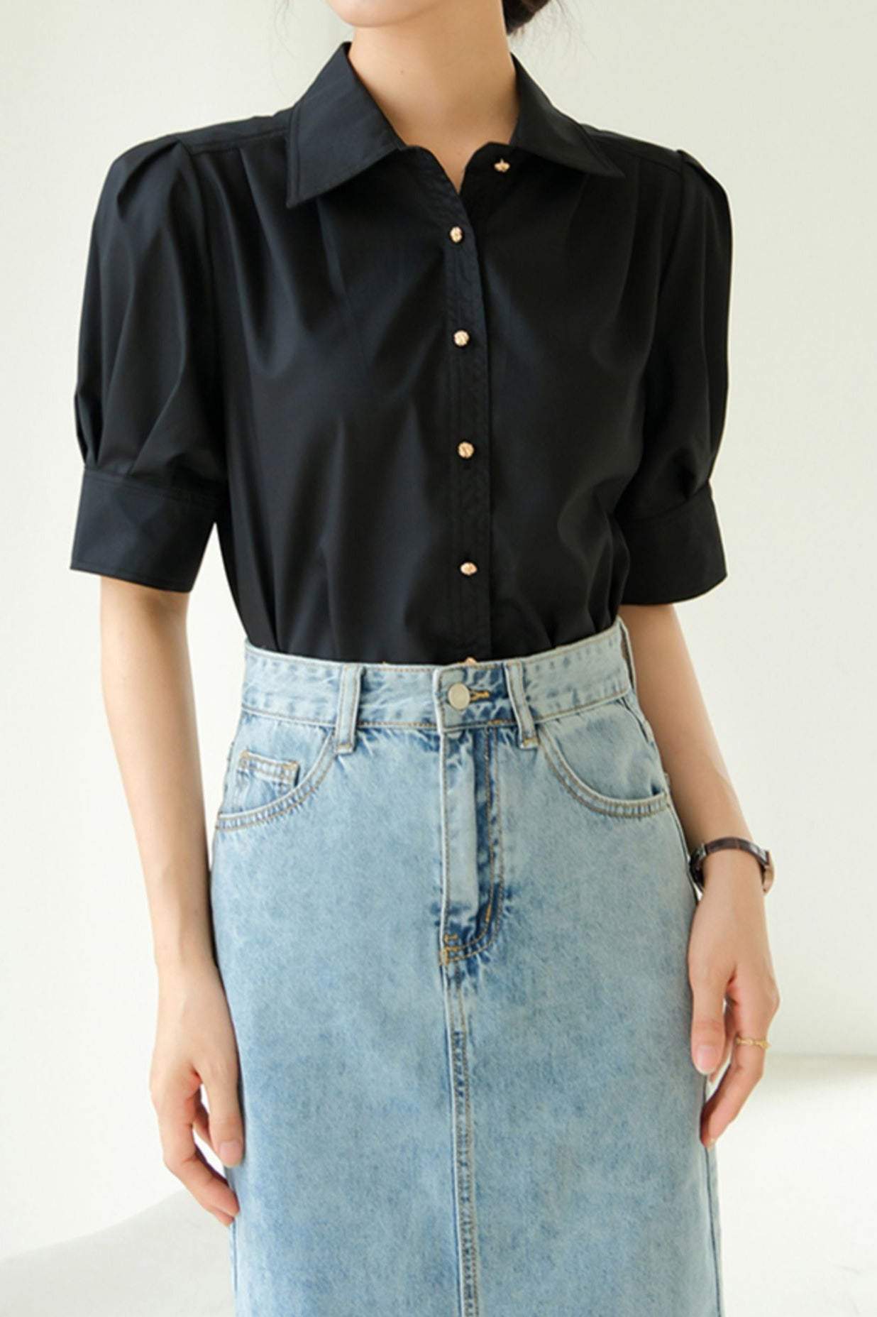 オフィススタイルタックイン半袖シャツ　4色入 - liwisi