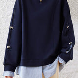Layered Look Drop Shoulder Striped Contrast Sweatshirt