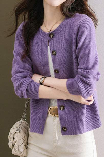 Solid-color short sweater outerwear - liwisi