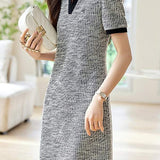 Skipper Collar Logo Embroidered Shift Dress