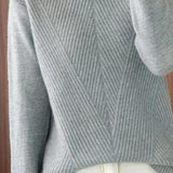 Half-High Neck Diagonal Ribbed Knit Top