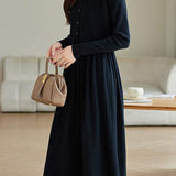 Elegant Monochrome Outfit - Camisole Dress + Knit Cardigan