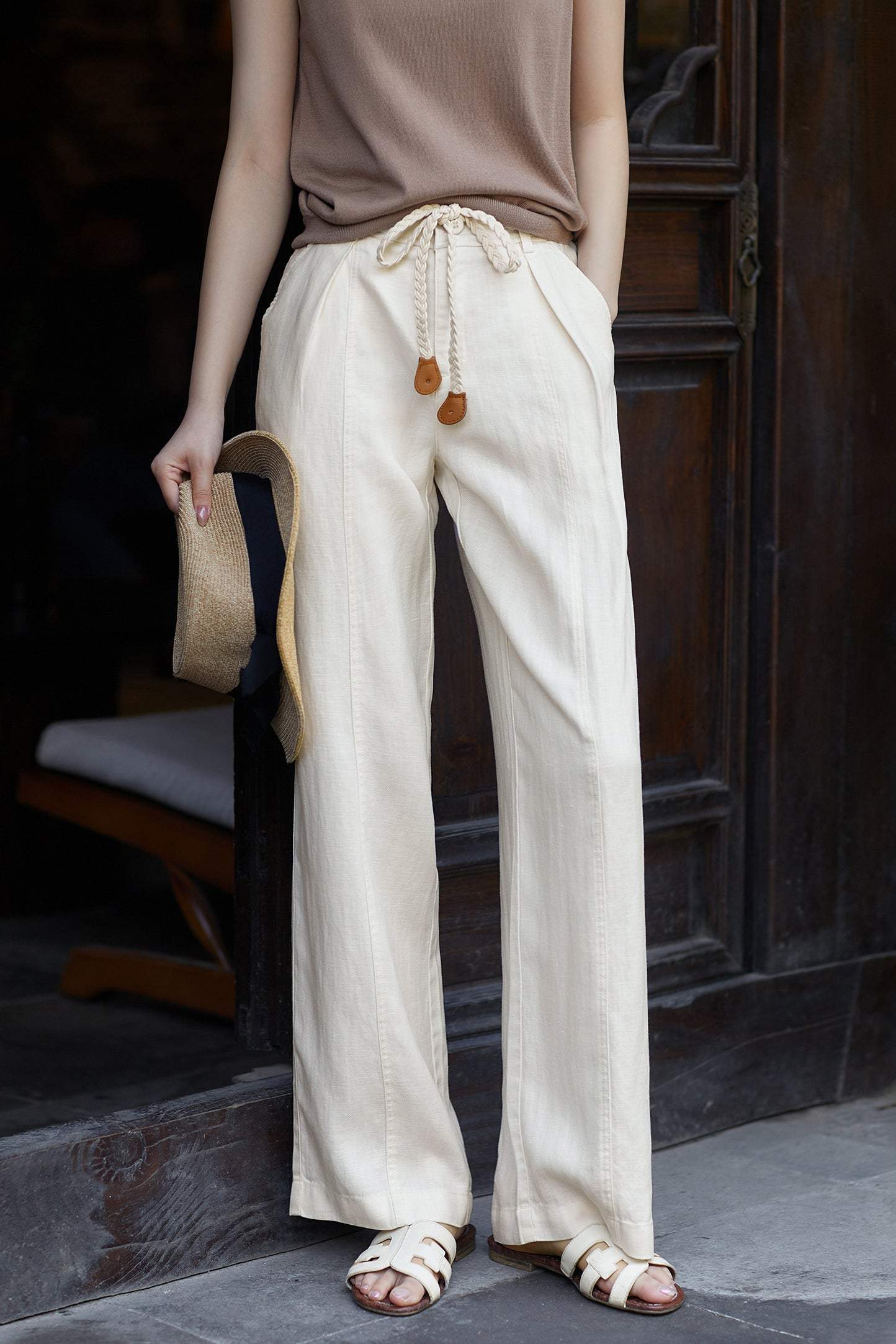 Woven Belt Casual Maxi Pants - 3 Colors Available - liwisi