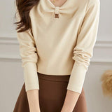 Front Ribbon Cut-Out Design Long Sleeve T-Shirt - 4 Colors Available