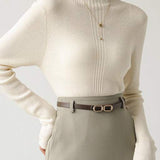 Elegant Ruffle Trim Knit Sweater