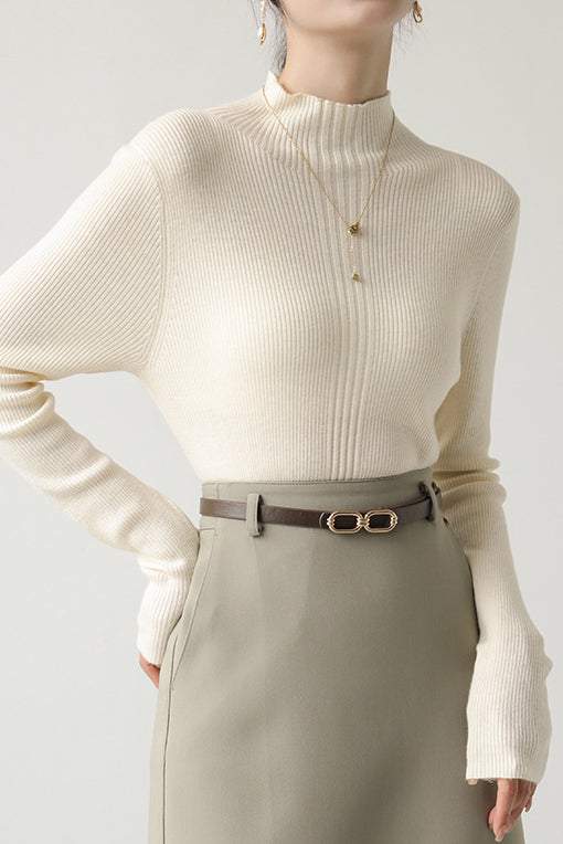 Elegant Ruffle Trim Knit Sweater - liwisi
