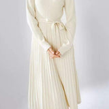 Bottle Neck Pleated Docking Knit Dress - 2 Colors Available