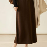 Straight Back Slit Long Skirt - 2 Colors Available