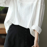 Pintuck Cape Shoulder Jacquard Blouse - 2 Colors Available