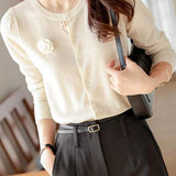 Elegant Camellia Knit Cardigan