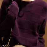 Casual Houndstooth Faux Wool Blend Knit Sweater - liwisi