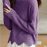 Fashionable Floral Hollow Out Knit Sweater