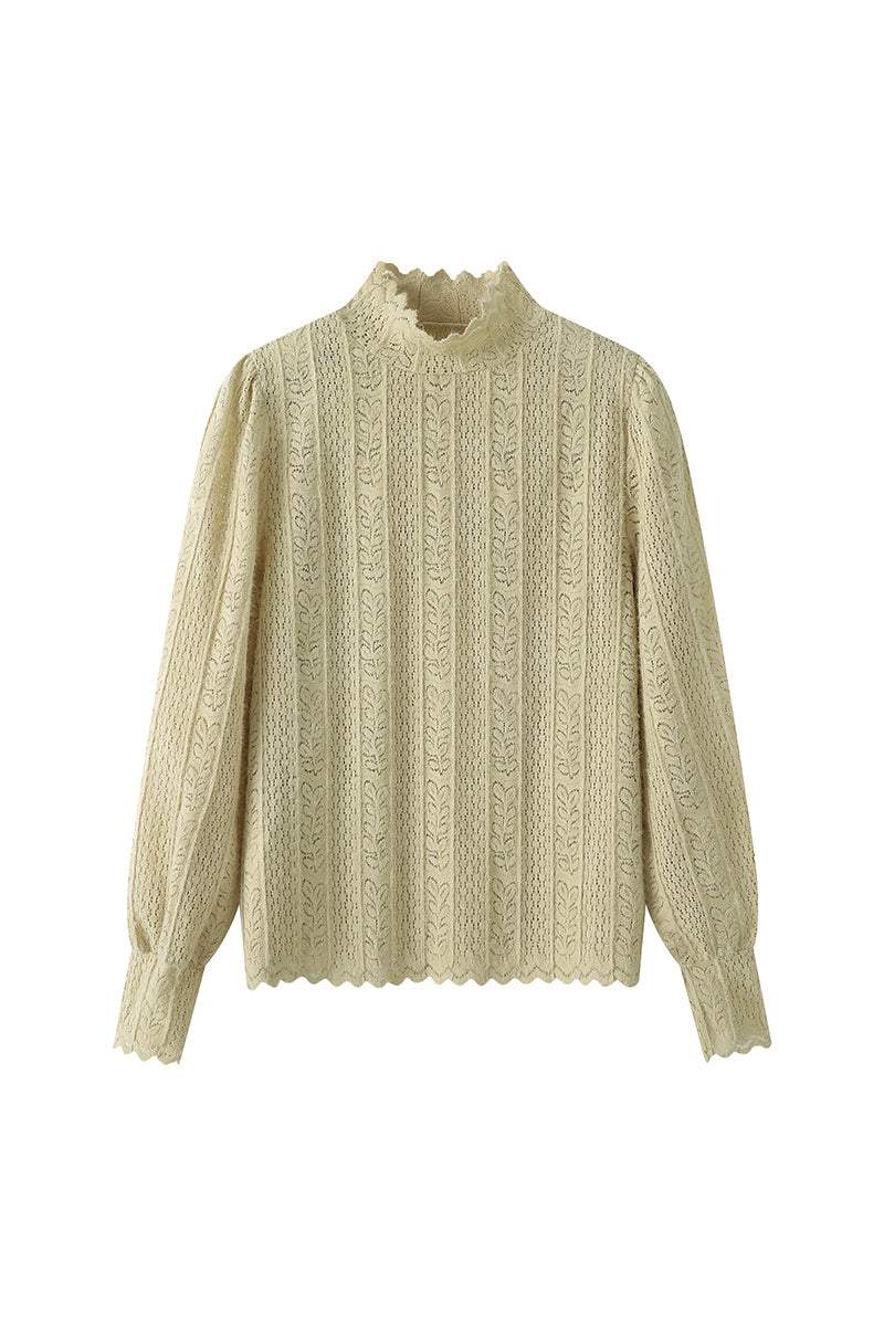 スカラップハイネック透かしレースニット　4色入 - liwisi