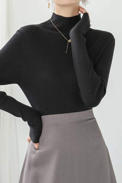 オフネックシンプルタイトリブニット　7色入 - liwisi