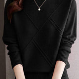 Bottle Neck Casual Jacquard Knit - 4 Colors Available