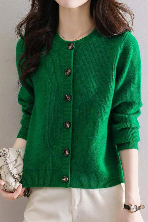Solid-color short sweater outerwear - liwisi