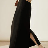Straight Back Slit Long Skirt - 2 Colors Available