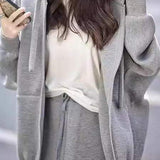 Two-Piece Set: Casual Hooded Zip-Up Jacket + Casual Side Pocket Skirt - 2 Colors Available