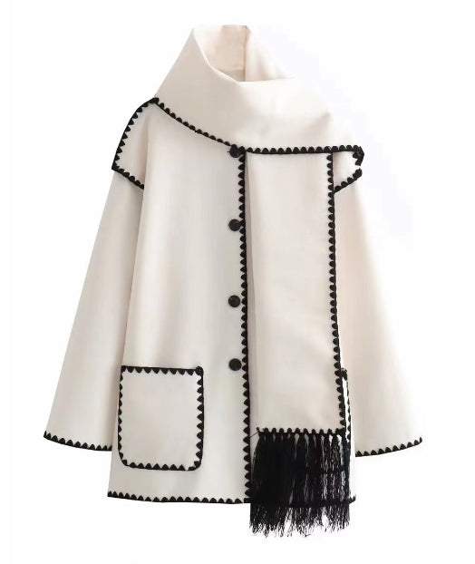 Elegant Woolen Coat with Bonus Scarf - liwisi