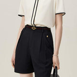 Sailor Collar Contrasting Piping Hem Sheer Blouse