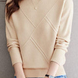 Bottle Neck Casual Jacquard Knit - 4 Colors Available
