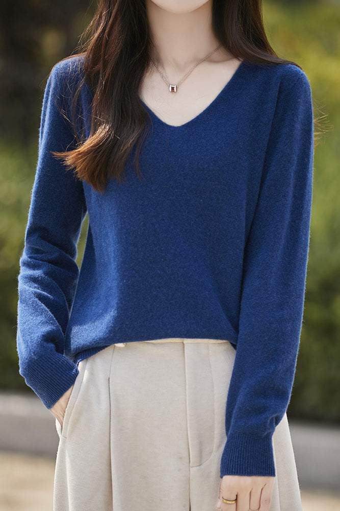 Solid-color versatile knitted shirt - liwisi