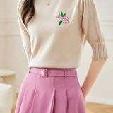 Elegant Embroidered Knitted Top
