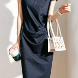 Sabrina Neck Side Gathered Dress