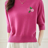 Elegant Embroidered Knitted Top