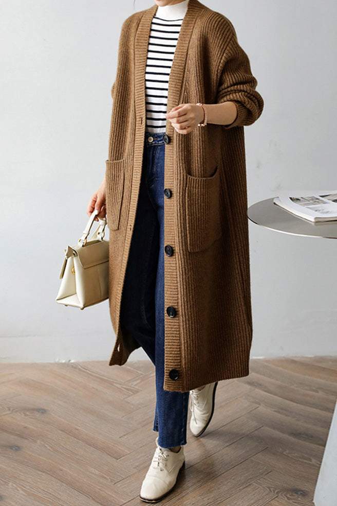 Casual Heavyweight Long Knit Jacket - liwisi