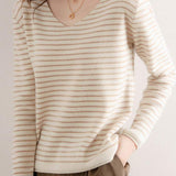 Striped Contrast V-Neck Knit Top - 6 Colors Available