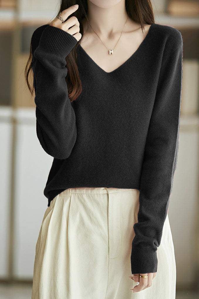 Solid-color versatile knitted shirt - liwisi