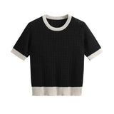 バイカラーアラン編み半袖ニット　4色入 - liwisi