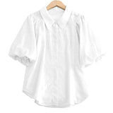 Raglan Balloon Sleeve Placket Shirt with Lining - 3 Colors Available