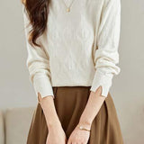 Bottle Neck Ruffled Decor Rib Hem Knit