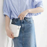 Band Collar Striped Puff Blouse - 2 Colors Available