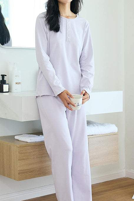 Round-neck pajama set with breast pads - liwisi