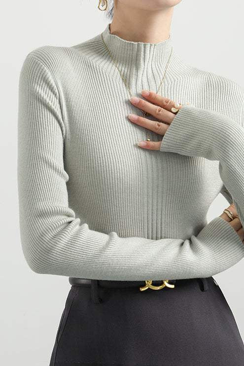 オフネックシンプルタイトリブニット　7色入 - liwisi